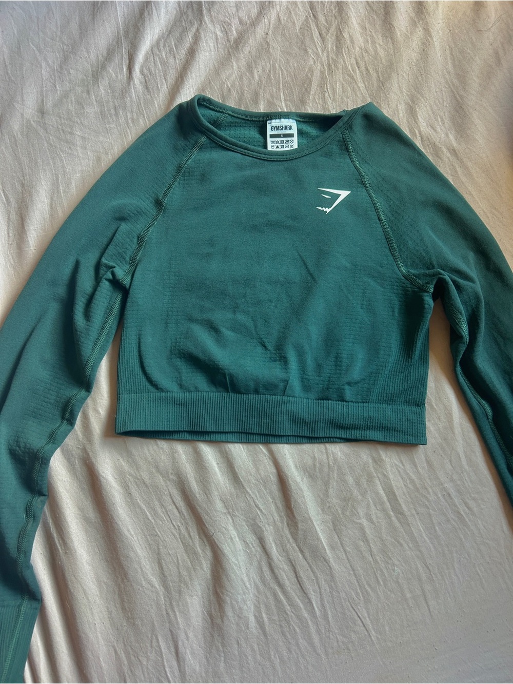 Gymshark Teal Green Cropped Long-Sleeve Athletic Top